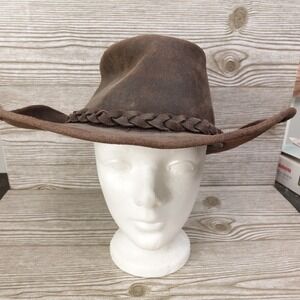 Foxfire Hat Cowboy Braided Leather Western Brown Outback XL Mens Winton Style